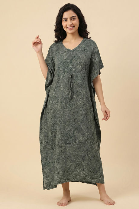 Zivame Woven Loungewear Dress - Sea Form — image 2